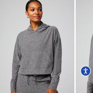 FABLETICS Cloud Jersey Cropped Hoodie Classic Gray Heather Women's Small NWT